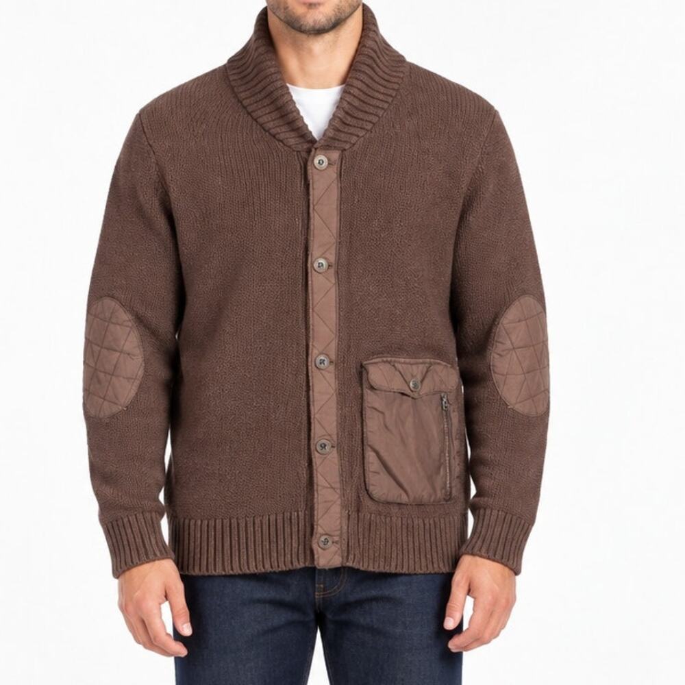 REI Brown Knit Button Front Cardigan Sweater Men’s L